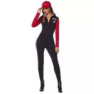 Stylish Black and Red Women's Racing Jumpsuit